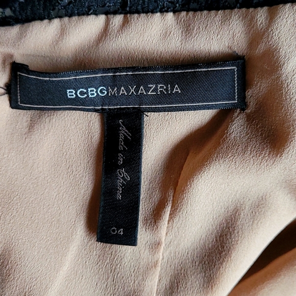 BCBGMAXAZRIA Alice Dress Cocktail Midi Black/Nude Lined Lace Sleeveless 4 - Picture 6 of 9